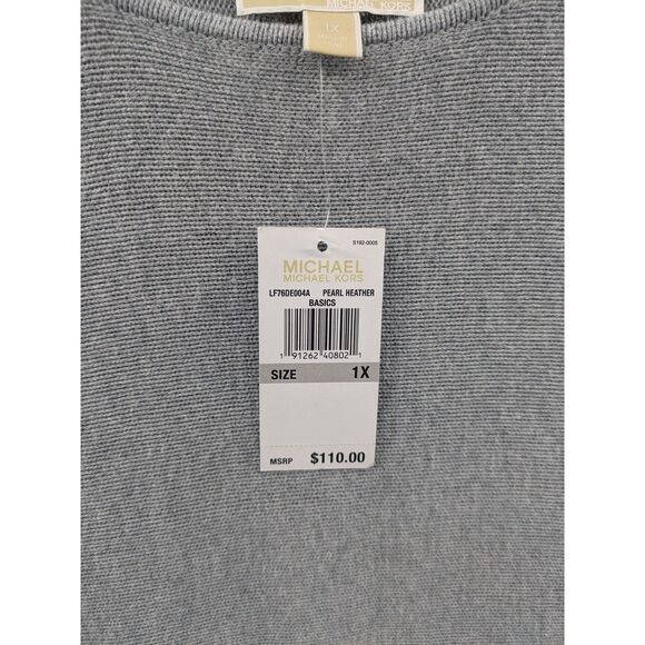 NWT Michael by Michael Kors Pearl Heather Gray Women's 1X Tunic Sweater - Picture 16 of 16